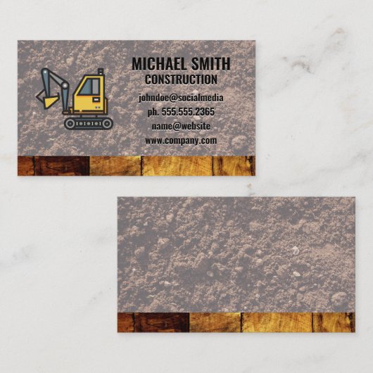 Graafmachine | Bouw | Hout | Grond Visitekaartje (Voorkant / Achterkant)