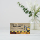 graafmachine | Bouw | houten leder Visitekaartje (Staand voorkant)