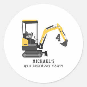 Graafmachine Bouwer Verjaardag Elke Leeftijd Ronde Sticker