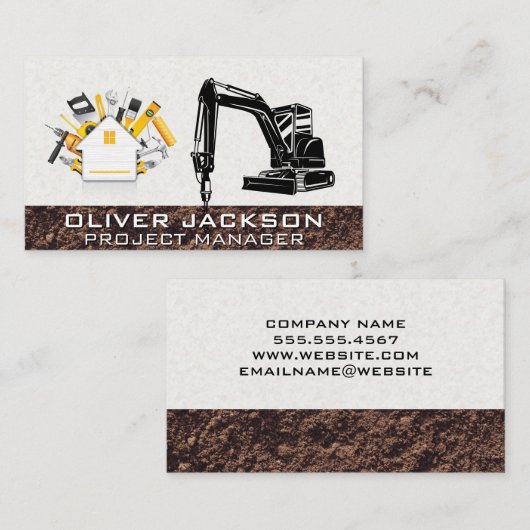 Graafmachine Bouwmachine | Boor | Hardware Visitekaartje (Voorkant / Achterkant)