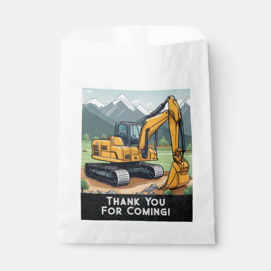Graafmachine Bouwmachines Graver Verjaardag Bedankzakje (Voorkant)