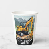 Graafmachine Bouwmachines Graver Verjaardag Papieren Bekers (Achterkant)