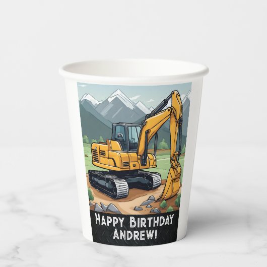 Graafmachine Bouwmachines Graver Verjaardag Papieren Bekers