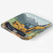 Graafmachine Bouwmachines Graver Verjaardag Papieren Bordje (Gebogen)