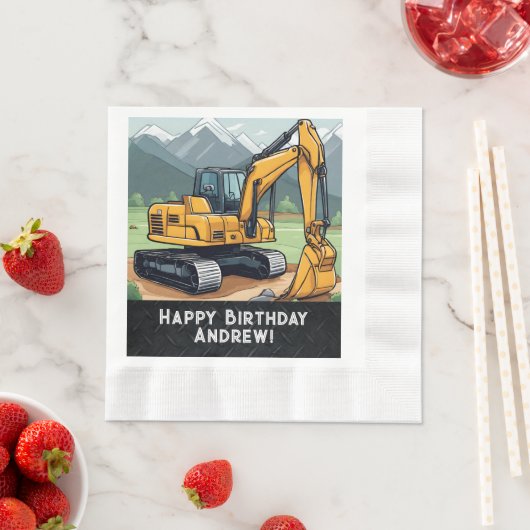 Graafmachine Bouwmachines Graver Verjaardag Servet (Insitu)