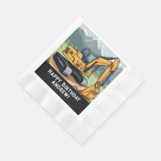 Graafmachine Bouwmachines Graver Verjaardag Servet (Hoek)