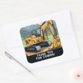 Graafmachine Bouwmachines Graver Verjaardag Vierkante Sticker (Envelop)