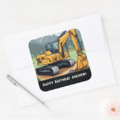 Graafmachine Bouwmachines Graver Verjaardag Vierkante Sticker (Envelop)