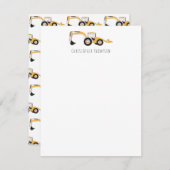 Graafmachine Bouwtruck Kinderen Notitiekaartje (Voorkant / Achterkant)