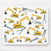 Graafmachine Bouwtrucks en Gereedschap Patroon Muismat (Voorkant)