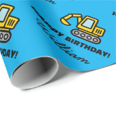 Graafmachine bouwvoertuig kind verjaardag cadeaupapier (Rol Hoek)