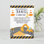 Graafmachine Constructie Kegel Kids Verjaardagsfee Kaart (Staand voorkant)