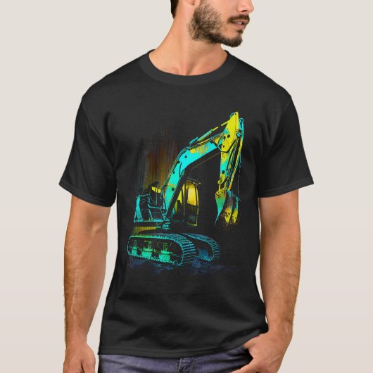 Graafmachine driver bouwplaats kleur t-shirt (Voorkant)