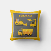 Graafmachine Dumptruck Bouw Thema Kinderkamer Kussen (Voorkant)