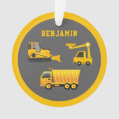 Graafmachine Dumptruck Bouw Thema Kinderkamer Ornament (voorkant)