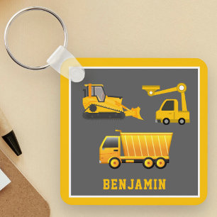 Graafmachine Dumptruck Bouw Thema Kinderkamer Sleutelhanger