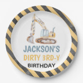 Graafmachine Gele Bouw Vuile 3rdy Bord (Voorkant)