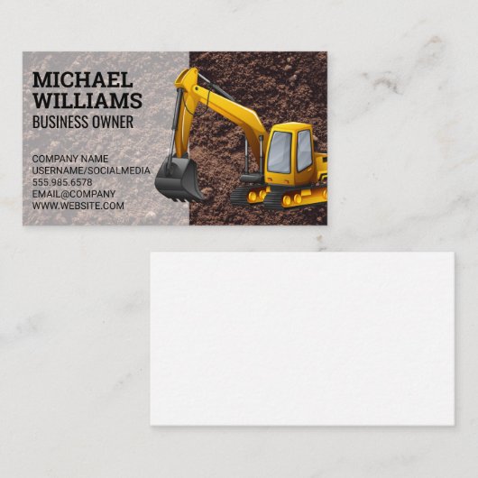 Graafmachine | Grondverzet voertuig Visitekaartje (Voorkant / Achterkant)