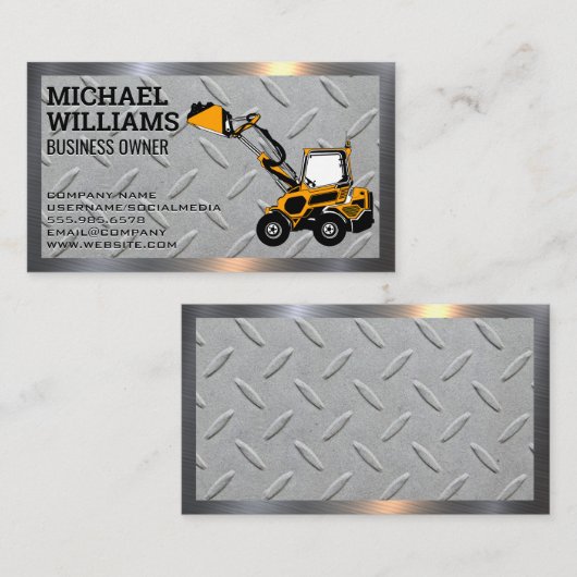 Graafmachine | Grondverzetmachine | Metaal Staal Visitekaartje (Voorkant / Achterkant)