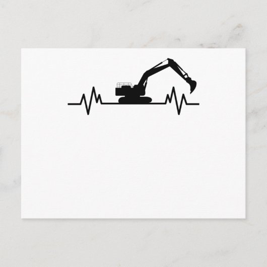 Graafmachine Hartslag Motief Bouwarbeider Cadeau Briefkaart (Voorkant)