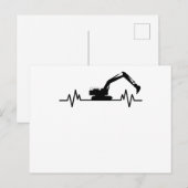 Graafmachine Hartslag Motief Bouwvakker Cadeau Briefkaart (Voorkant / Achterkant)