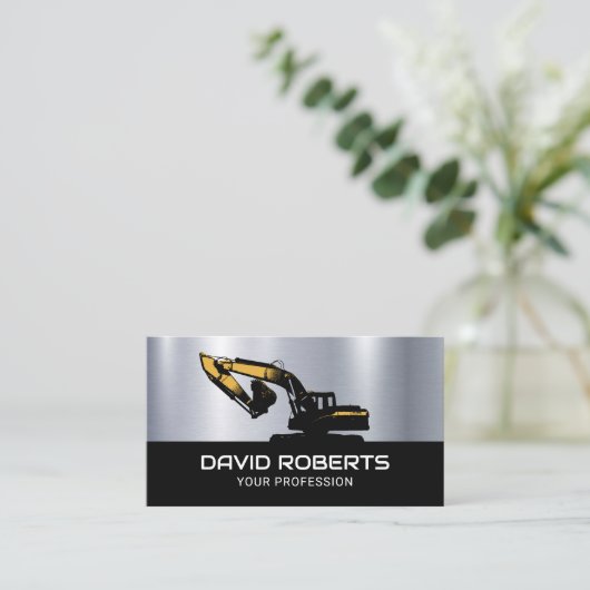 Graafmachine Heavy Equipment Operator Metaal Visitekaartje (Staand voorkant)