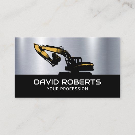 Graafmachine Heavy Equipment Operator Metaal Visitekaartje (Voorkant)