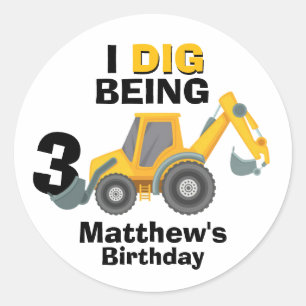 Graafmachine Ik graaf Omdat Verjaardag Ronde Sticker