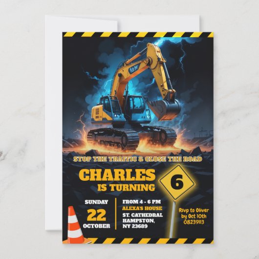 Graafmachine in aanbouw Verjaardagsjongen Kaart (Voorkant)