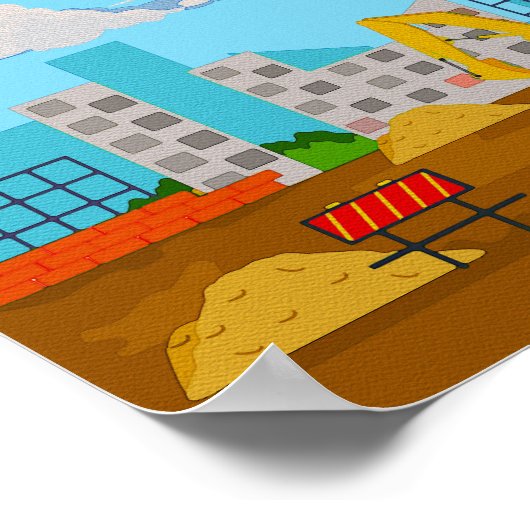 Graafmachine Kinderkamer Poster Bouwplaats Print (Hoek)