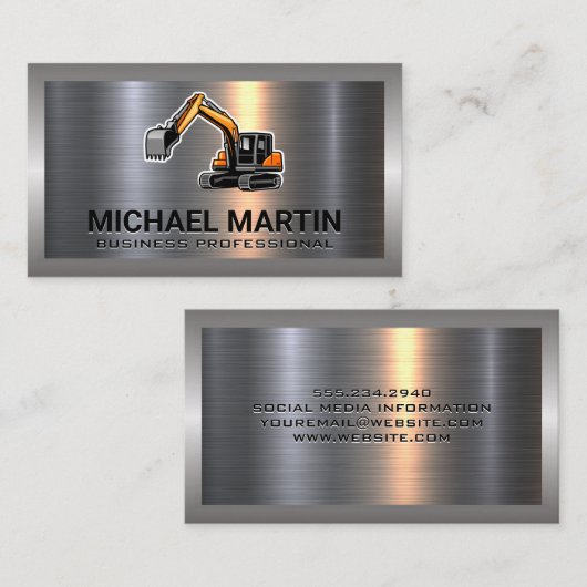 Graafmachine Logo | Metal Visitekaartje (Voorkant / Achterkant)