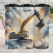 Graafmachine macht: bouw, stof, lucht thermosbeker