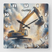 Graafmachine macht: bouw, stof, lucht vierkante klok (Voorkant)