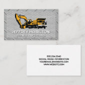 Graafmachine met kiepwagen | Bakstenen muur | Staa Visitekaartje (Voorkant / Achterkant)