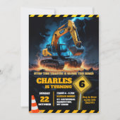 Graafmachine Onder Constructie Verjaardags Jongen Kaart (Voorkant)