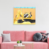 Graafmachine op een Bouwplaats Canvas Afdruk (Insitu (Woonkamer))