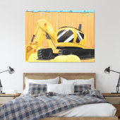 Graafmachine op een Bouwplaats Canvas Afdruk (Insitu (Slaapkamer))