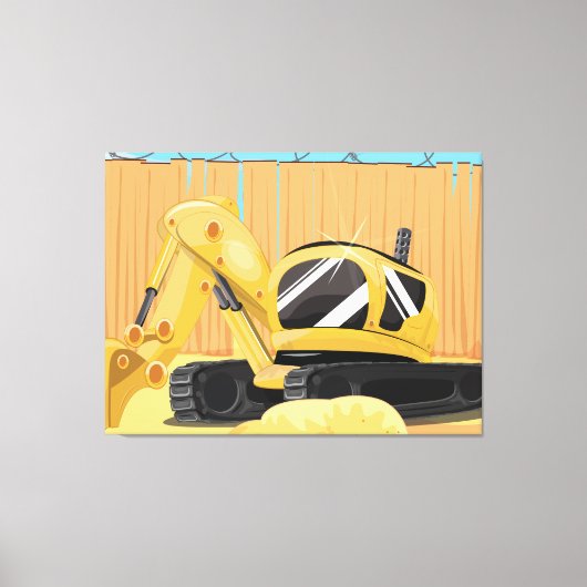 Graafmachine op een Bouwplaats Canvas Afdruk (Voorkant)