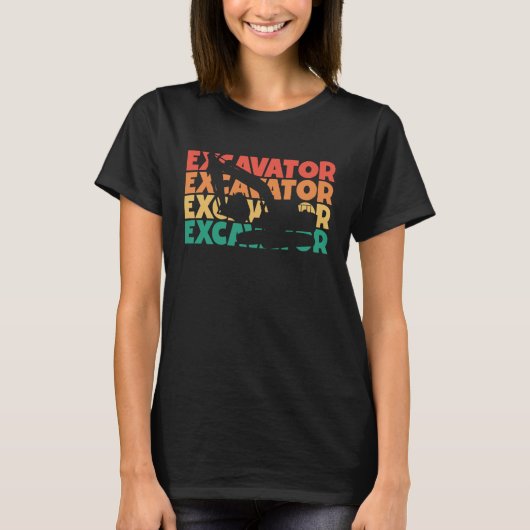 Graafmachine Retro Tekst Loader Backhoe Graafmachi T-shirt (Voorkant)