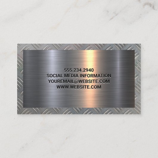 graafmachine | Staalmetaal Bord Visitekaartje (Achterkant)