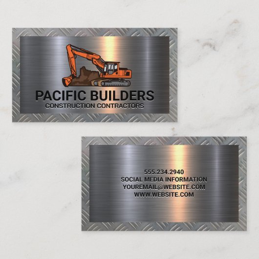 graafmachine | Staalmetaal Bord Visitekaartje (Voorkant / Achterkant)