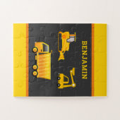 Graafmachine stortbak vrachtwagen bouw thema kinde legpuzzel (Horizontaal)