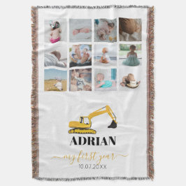 Graafmachine Truck Baby Eerste Jaar Fotocollage Deken
