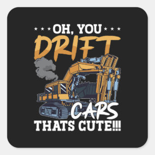 Graafmachine U drijft auto's die Schattigee constr Vierkante Sticker