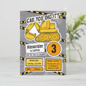 Graafmachine Verjaardagsfeestuitnodiging voor kind Kaart (Staand voorkant)