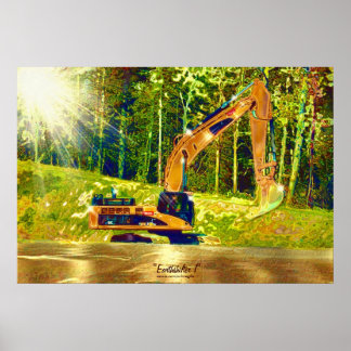 Graafmachine voor aardverschuiving met schitterend poster