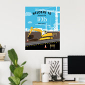 Graafmachine vrachtwagen Bouwtrucks Verjaardagsfee Poster (Thuiskantoor)