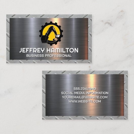 Graafmachine Zware machines | Metaal Visitekaartje (Voorkant / Achterkant)