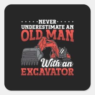 Graafmachinist onderschat constructie nooit vierkante sticker