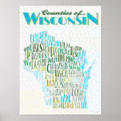 Graafschappen van de Typografische Kaart van Wisco Poster (Voorkant)